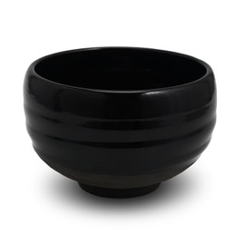 COTONOHA Kyoto Kiyomizu-yaki - tazón de barro Matcha - Rokuro Suji - Forma encantadora de 20 onzas líquidas, sin plomo, caja de regalo incluida, ideal para té y café au Lait fabricado en Japón (negro)