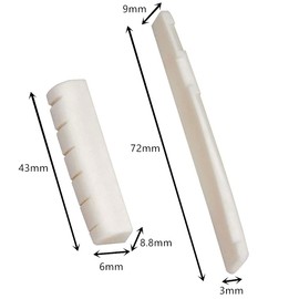 PREMJCROY 4 Pieces Acoustic Guitar Bridge Saddle Nut Replacement White Guitar Bone Bridge Acoustic Guitar Bone Nut Guitar Bridge Saddle for String Acoustic Guitar and Folk