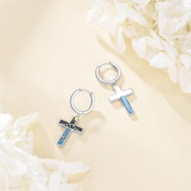 ANGSAU God is Greater than the Highs and Lows Earrings S925 Sterling Silver God Greater than Cross Earrings Highs and Lows Christian Faith Jewelry Gifts For Women Men, Medium, Sterling Silver, No