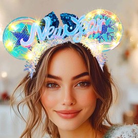 Evlry LED Headband Christmas Mouse Ears Luminous New Year Headband Glowing Christmas Costume Hair Accessories for Women