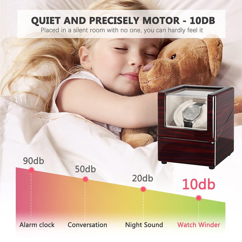 CHIYODA Single Watch Winder for Automatic Watches Solid Wooden Box
