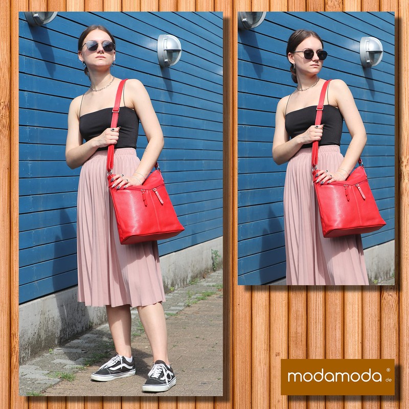 modamoda de T196 Women's Leather Shoulder Bag Handmade in Italy,