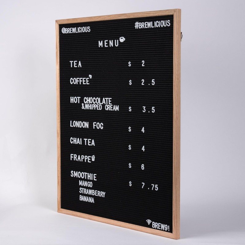 Large Black Felt Letter Board | 24"x30" Classy Dark Stained
