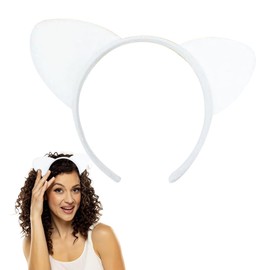 Katzenohren Stirnband,Katze Haarbänder Haarschmuck,Cat Ears in Weiß,Haarreif Katzenohren,Haarreif mit Katzenohren,Katzen Kostüm,für Mädchen Damen Kostüm Parteien Deko,1pc