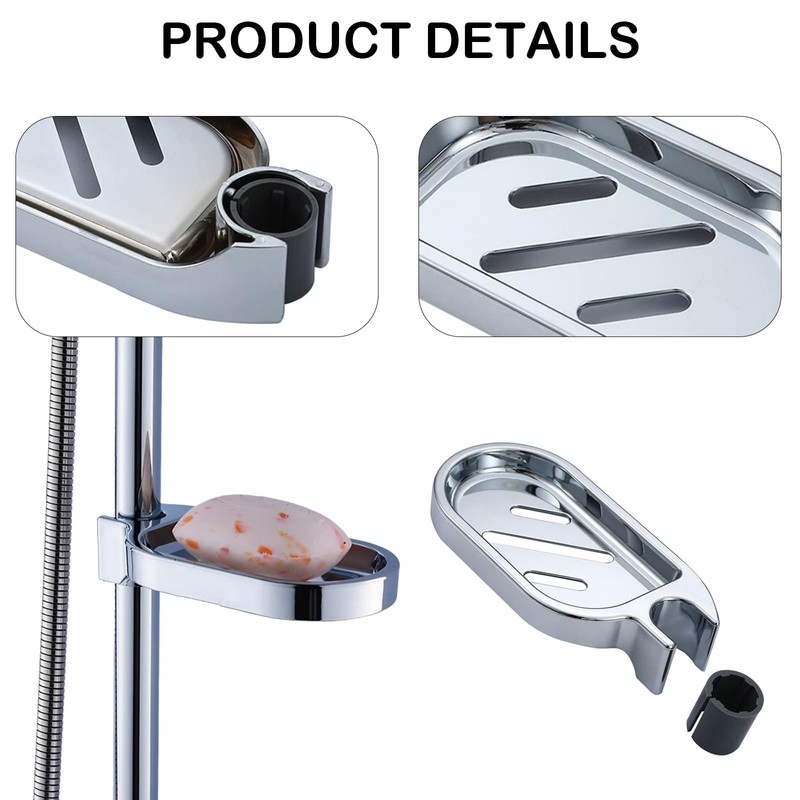 Soap Dish for Shower, Clip on Adjustable Shower Soap Holder,