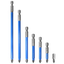 Uenhoy 7 Pcs Magnetic Phillips Screwdriver Bit Set Mixed Size Anti Slip Phillips Bits #2, 1/4 Inch Hex Shank (PH2 x 25mm, 50mm, 65mm, 70mm, 90mm, 127mm, 150mm)
