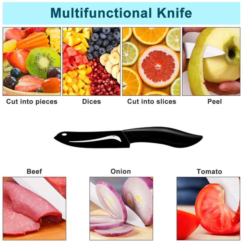 Eocogup Paring Knife, Large Handle and Super Sharp Ceramic Knife