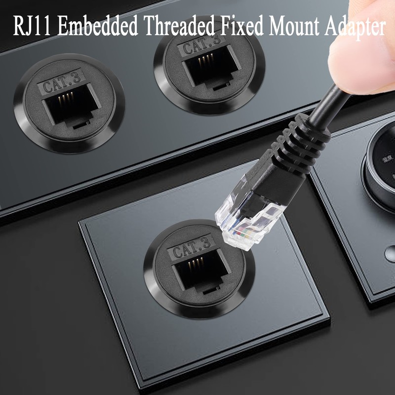 QIANRENON RJ11 Embedded Threaded Fixed Mount Adapter CAT3 RJ11 6P4C