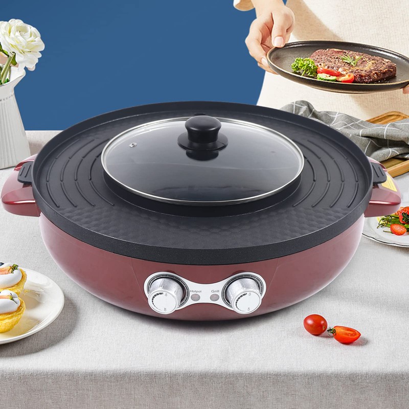 SNKOURIN Hot Pot with Grill,2000W 2 in 1 Electric Hot