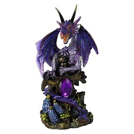 Purple Dragon Guarding Jewel Fantsy Figurine 13 cm