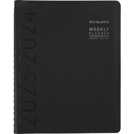 AT-A-GLANCE 2023-2024 Academic Planner, Weekly & Monthly, Half-Hourly Appointment Book, 8-1/4" x 11", Large, Monthly Tabs, Pocket, Flexible Cover, Contempo, Black (70957X05)