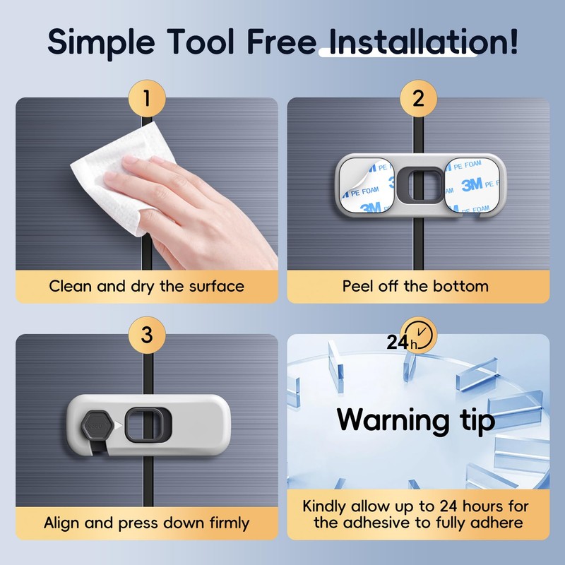Blissleaf 5-Pack Fridge Locks, Child Proof Refrigerator/Freezer Door Lock, Child