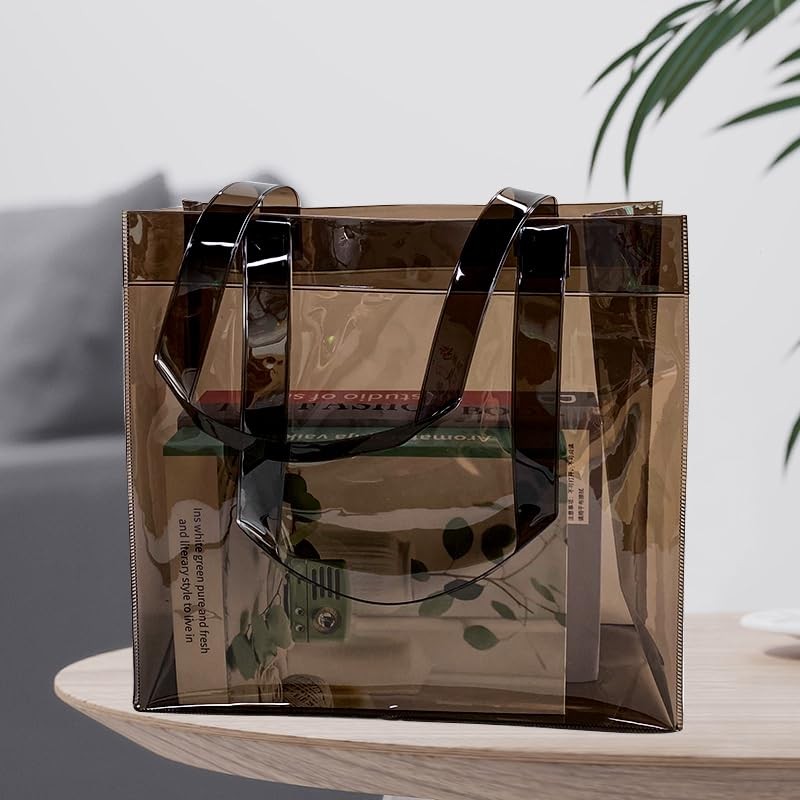 TotePrint 1pcs Waterproof Large Transparent Pvc Shopping Clear Tote Bag