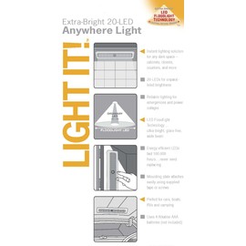 LIGHT IT! By Fulcrum, 30017-308 20-LED Anywhere Light, White, Single pack