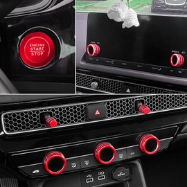AuTK Air Conditioning, Vent Knob Cover for Honda Civic Accessories 2022 2023 2024 2025 for Honda CRV 2023 2024 2025 for Acura Integra 2023 2024 2025 Start/Stop Push Button Ring Trim 11Pcs(7 inch)