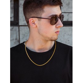 U7 Classic Curb Chain for Men and Women, Stainless Steel, 18 Carat Gold Plated, Cuban Link Chain, Hip-hop Chain, 3/6/9/12 mm Wide, Cuban Chain Necklace for Men, Boys 36 / 46 / 51 / 55 / 61 / 66 / 71 / 76 cm, Gold Plated