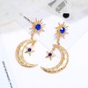 Moon Sun Star Earrings for Women Dainty Long 14K Gold
