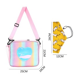 WUFGWBD 1 Piece Rainbow Color Insulated Lunch Bag, 1 Piece Portable Cutlery Triangle Bag, Girls Lunch Box, Girls Lunch Bag, Kids Lunch Bag, Packed Lunch Bag