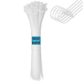 BIBTIM Pack of 100 Cable Ties, 200 mm Long x 4.8 mm Wide, Nylon Cable Ties, UV-Resistant, Suitable for Home, Garden, Office, Garage, DIY, Self-Locking Multi-Purpose Nylon Cable Ties