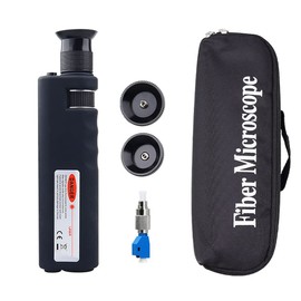 Handheld Fiber Optic Microscope Optical Cable Inspection Tools Kit LED Coaxial Illumination 400x Magnification with 2.5mm and 1.25mm Adapters for FC/SC/ST/LC