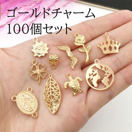 HappyHome Charm Parts, Pendant Top, Accessory Parts, 100 Pieces, KC Gold, DIY Handmade Accessories, Metal, No Gemstone