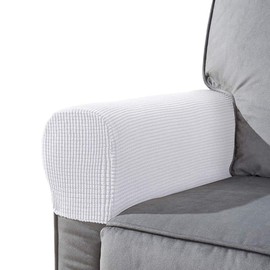 NEKOSUKI Arm Rest Covers Set, Set of 2 Stretch Armchair Covers for Arms, Spandex Polyester Sofa Arm Caps Non Slip Armrest Covers for Chairs Furniture Protector, White