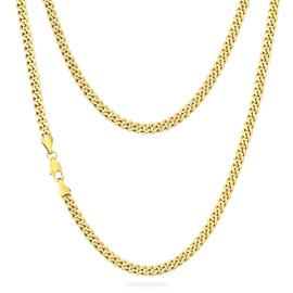 KRKC&CO Cadena Para Hombre, Cadenas Cubana de Oro 18k Chapada/ Plata, Cadena de Acero Inoxidable, Collar Hombre de Estilo Casual Hiphop 2/3/4/5/9mm de Ancho, 46-61cm de Largo, Regalo para Hombre Mujer (5mm-gold-18in)