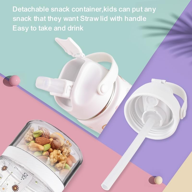 H2OO Water Bottle with Snack Container 1PW (Plastic, White)