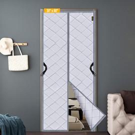 Magnetic Thermal Insulated Door Curtain, Fit Door Size 30" x 80", Oxford Cloth Filled with Thicken Cotton Doorway Curtains, Temporary Door Insulation Cover Keep Warm & Cool, Door Window Insulation Kit