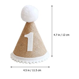 PRETYZOOM Kids Birthday Cone Hat 1st Birthday Hat Linen Birthday Headwear for Kids Birthday Party Photo Prop
