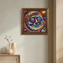 SEAWATCHER 5d Diamond Painting for Adults,Diamond Painting for Adults,Moon Indian Diamond Art,Design with Black Crystal & Sealant, DIY Craft Gift for Home Decor & Stress Relief 12x12in