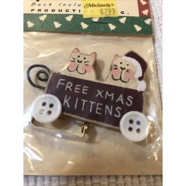 crafty Productions Vintage Crafty Accents DIY Wood Christmas Kittens Pinback Crafts New
