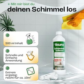 Treufix - Schimmelentferner [Verbesserte Aktiv-Chlor-Formel] Schimmelspray f√ºr Wand, Bad, Silikonfugen, Tapete u.v.m. gegen hartn√§ckigen Schimmel, Stockflecken & Schimmelpilz - Made in DE