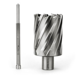 OSCARBIDE 1-3/4"x2 HSS Annular Cutter 1-3/4 inch Cutting Diameter 2 inch Depth of Cut,3/4 inch Weldon Shank 2 Flat Mag Drill Bit with Pilot Pin for Magnetic Drill Press,1 Piece