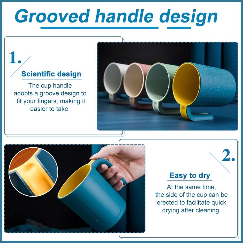 NAROSEBE Set of 4 Coffee Cups Plastic Cups Set 450