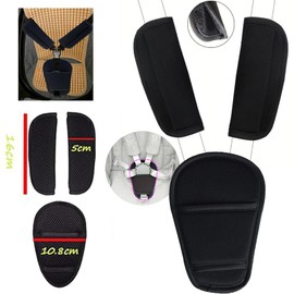 Baby Seat Belt Shoulder Pads, Pack of 3 Children's Seat Belt Pads, Universal Seat Belt Protectors & Belt Pads, Belt Covers for Baby Seat, Pram, Buggy & Car Seat (Black)