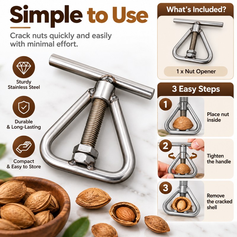 Manual Nut Cracker for Walnuts & Macadamia Nuts – Stainless