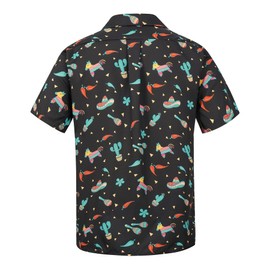 Zando Funny Mexican Shirts for Men Short Sleeve Button Down Hawaiian Tropical Cinco De Mayo Outfit Beach Vacation Fiesta Costume Casual Lake Blue Horse Clothes Top Large