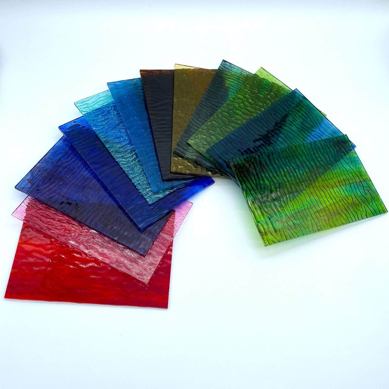 LITMIND 12 Sheets Transparent Textured Stained Glass Variety Pack, 4x6