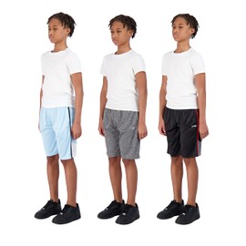 Hind - Pantalones cortos para niños, paquete de 3 pantalones cortos de baloncesto para niños, baloncesto y deportes