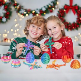 Olee Odee 4PCS Dragon Eggs with Mini Dragon Inside 3D Printed Mystery Gifts Toys Set for Kids Boys Girls Easter Christmas Birthday Graduation Back to School Stocking Stuffer(Magic Pop)