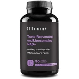 Zenement Trans-Resveratrol 500 mg, with Nicotinamide, Quercetin and Piperine, 90 Capsules | Anti-Ageing, Healthy Aging, Antioxidant | Vegan, Allergy Free, No Preservatives, GMO-Free