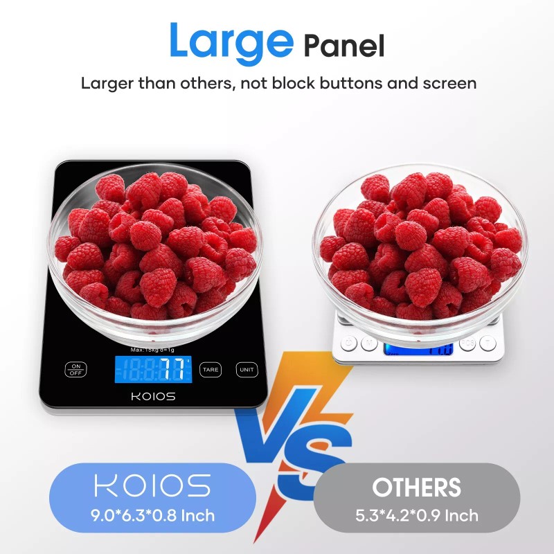 KOIOS Digital Kitchen Scale Touch Glass Diet Food Postal 33lb/15kg
