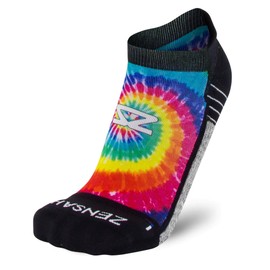 Zensah Limited Edition Calcetines de running sin espectáculos, antiampollas, cómodos, absorben la humedad, para hombres y mujeres (mediano, teñido de corbata)