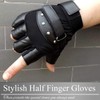 BUZZxSELECTION GB006 Men's Leather Gloves Fingerless Mesh Studded Motorcycle Survival