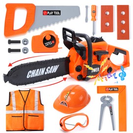 Skirtoy Toy Chainsaw for Kids, Family Day Games Pretend Play Series Kids Tool Set, Outdoor Electronic Chainsaw Toy Tool Set, STEM Preschool Toddler Tool Set, Thanksgiving