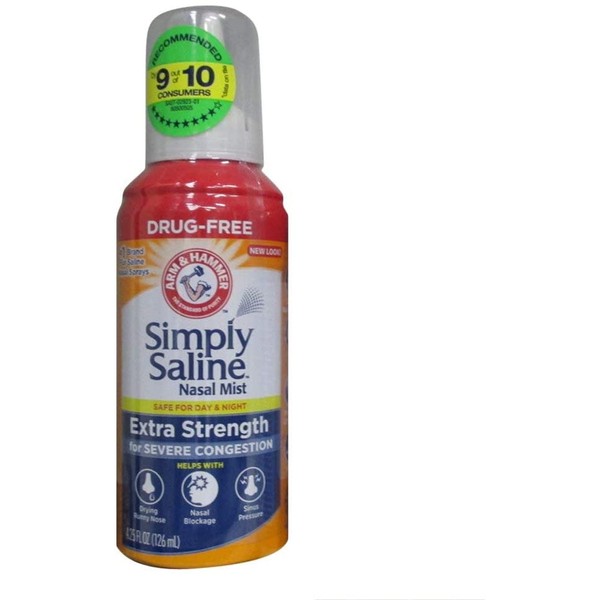 Simply Saline Nasal Mist Extra Strength Severe Congestion 4.6 oz (Pack of 5)