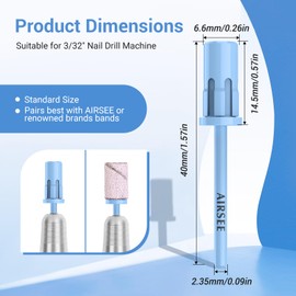 AIRSEE Nail Drill Mandrel Bit for Efile Sanding Bands, Stainless Steel Professional Electric File Head for Clean Cuticle Removing, Acrylic Tip Dead Skin Sander Remover Manicure Safety (Tranquil Blue)