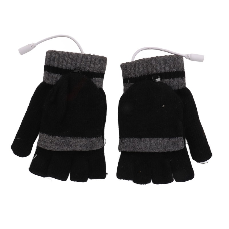 Full and Half Fingers Heating Gloves USB Fingerless Knitting Electric