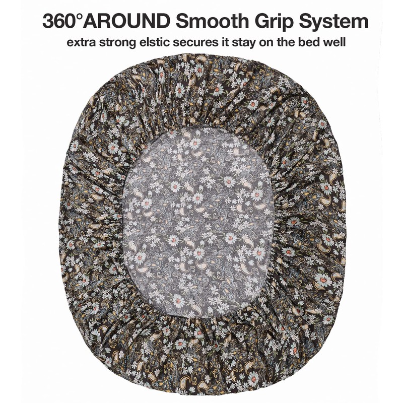 JSD Black Paisley Floral Printed Sheet Set King Size 6